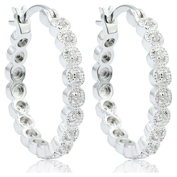 SuperJeweler 1/4 Carat Diamond Hoop Earrings, 3/4 Inch For Women
