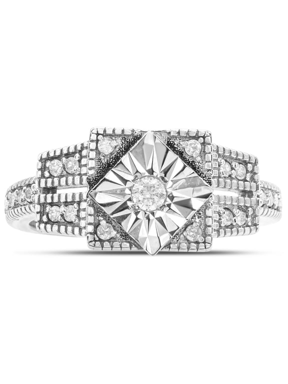 1/4 Carat Diamond Ring In Sterling Silver For Women