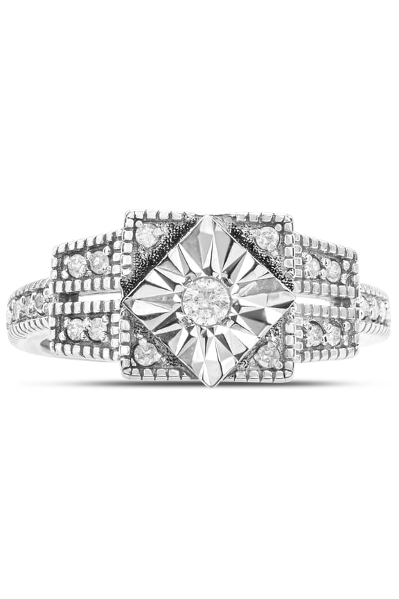 1/4 Carat Diamond Ring In Sterling Silver For Women