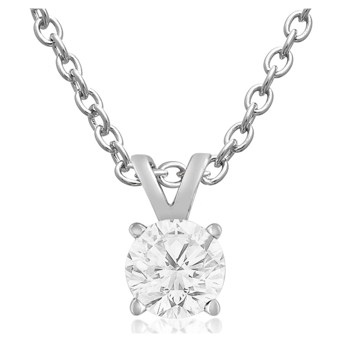 SuperJeweler 1/4 Carat Lab Grown Diamond Necklace in White Gold with Free 18 Inch Chain For Women