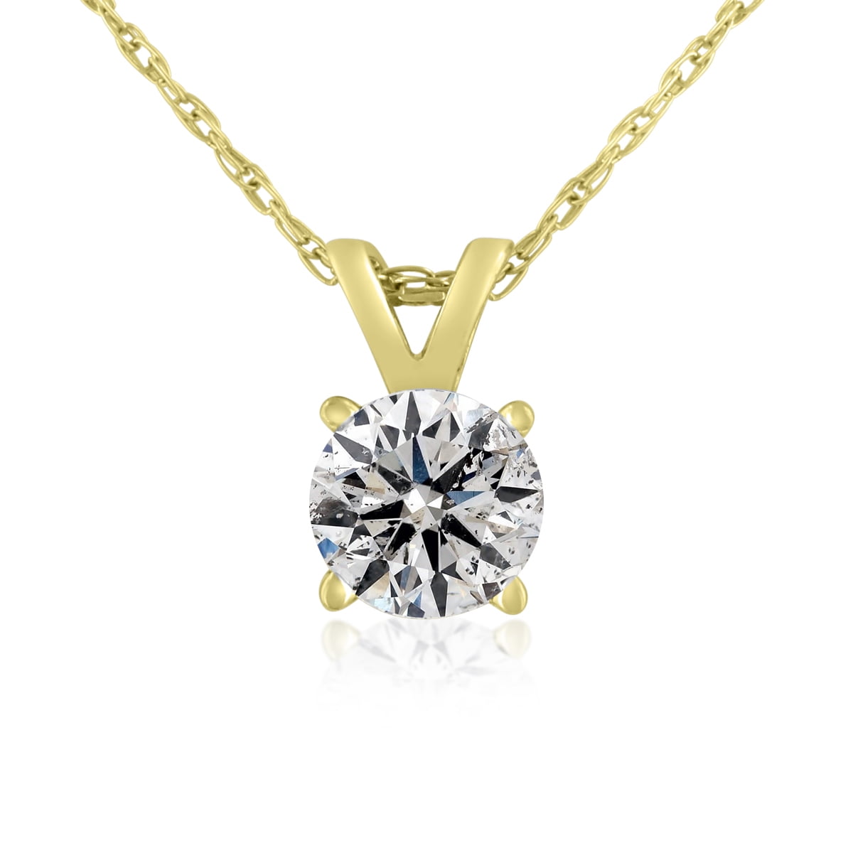 SuperJeweler 1/4 Carat Lab Grown Diamond Necklace in Yellow Gold with Free 18 Inch Chain For Women