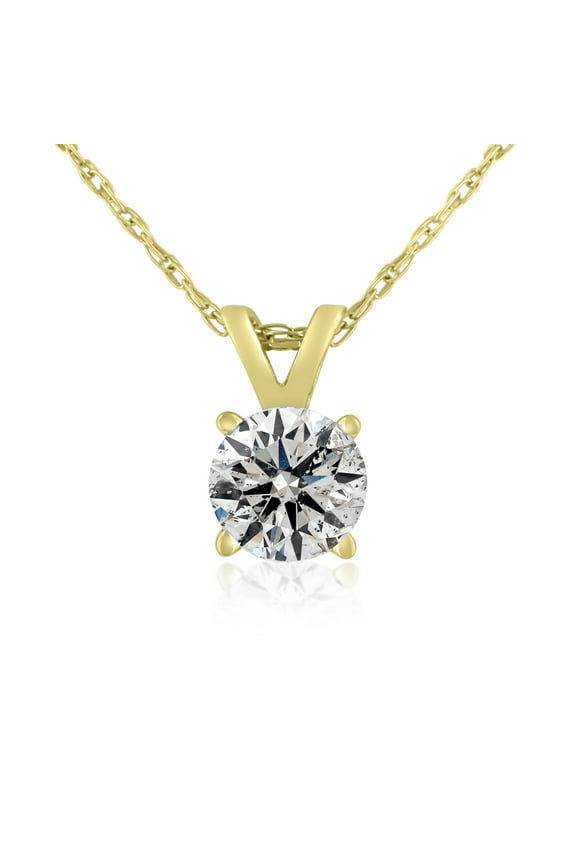 1/4 Carat Lab Grown Diamond Necklace in Yellow Gold with Free 18 Inch Chain For Women