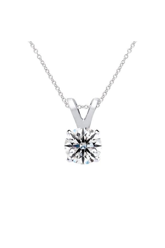 1/4 Carat Lab Grown Diamond Solitaire Necklace In Sterling Silver With Free Chain For Women