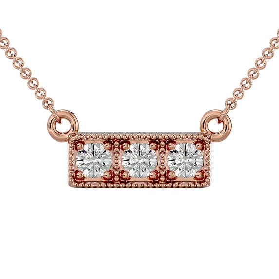 SuperJeweler 1/4 Carat Moissanite Three Stone Necklace in 14 Karat Rose Gold, 18 inches for Women