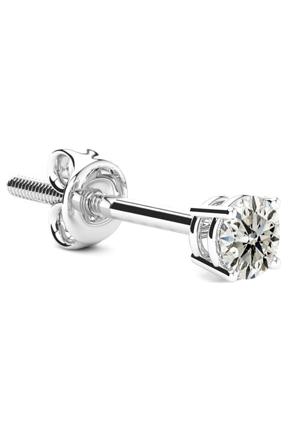 1/4 Carat Single Diamond Stud Earring in 14 Karat White Gold for Women and Men