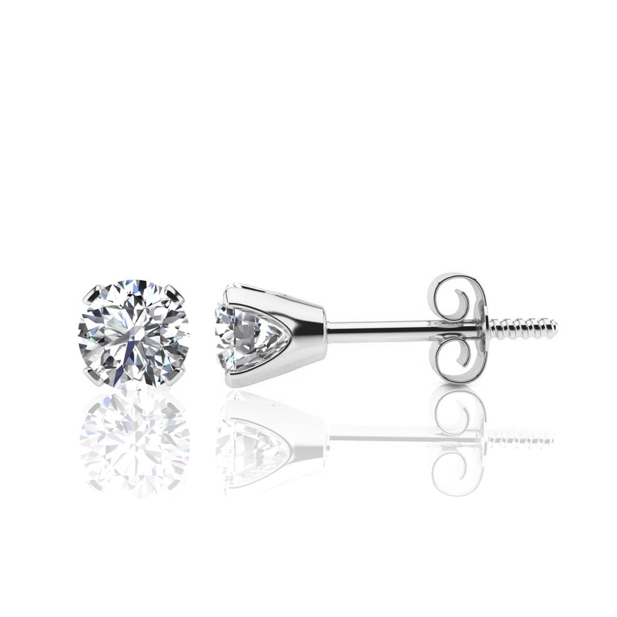 SuperJeweler 1.40 Carat Colorless Diamond Stud Earrings in 14 Karat White Gold for Women, Elegant Diamond Earrings, Stylish Womens Earrings for Any Occasion