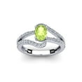 thumbnail image 1 of SuperJeweler 1.40 Carat Oval Shape Peridot and Fancy Diamond Ring In Sterling Silver For Women, 1 of 6
