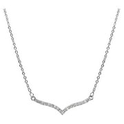 SUPERJEWELER 1/5 Carat Curved V Diamond Necklace, 17 Inches for Women