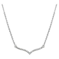 SuperJeweler 1/5 Carat Curved V Diamond Necklace, 17 Inches for Women