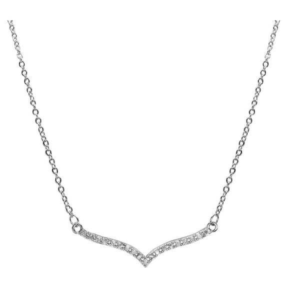 SuperJeweler 1/5 Carat Curved V Diamond Necklace, 17 Inches for Women