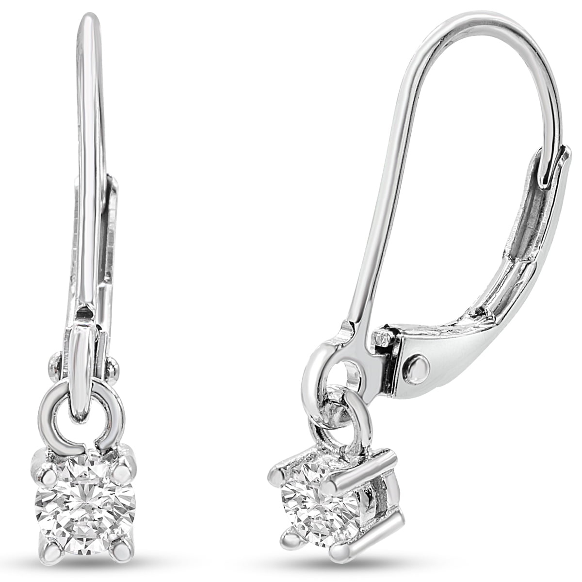 SuperJeweler 1/5 Carat Diamond Leverback Earrings In Sterling Silver, 1/2 Inch For Women