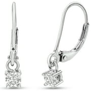 SUPERJEWELER 1/5 Carat Diamond Leverback Earrings In Sterling Silver, 1/2 Inch For Women