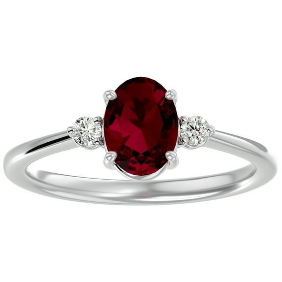 SuperJeweler 1.65 Carat Oval Shape Ruby and Two Diamond Ring In 14 Karat White Gold For Women