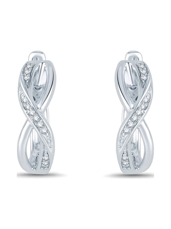 1/8 Carat Oval Shape Diamond Infinity Hoop Earrings For Women