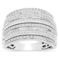SuperJeweler 1 Carat Baguette and Round Colorless Diamond Band Ring In Sterling Silver For Women