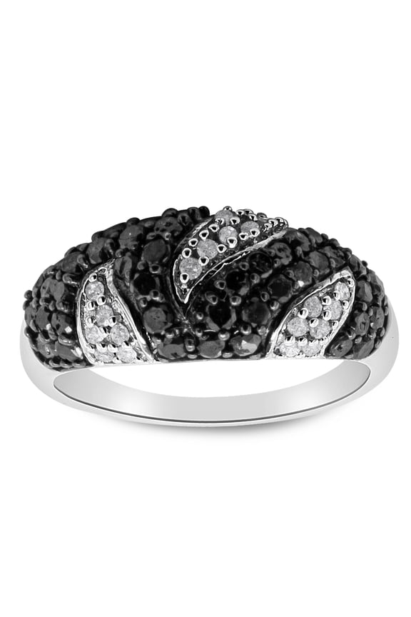 1 Carat Black and White Diamond Intricate Ring In Sterling Silver For Women