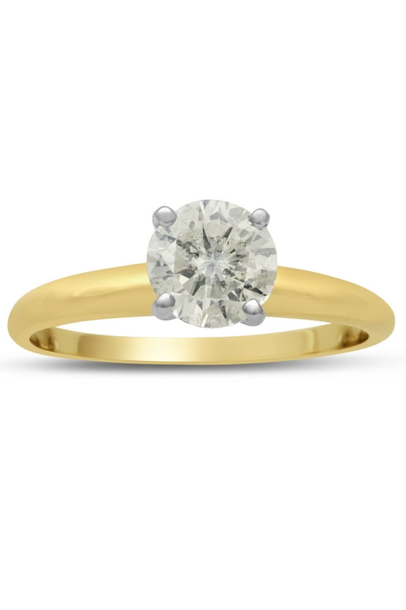 1 Carat Diamond Solitaire Engagement Ring in 14K Yellow Gold for Women