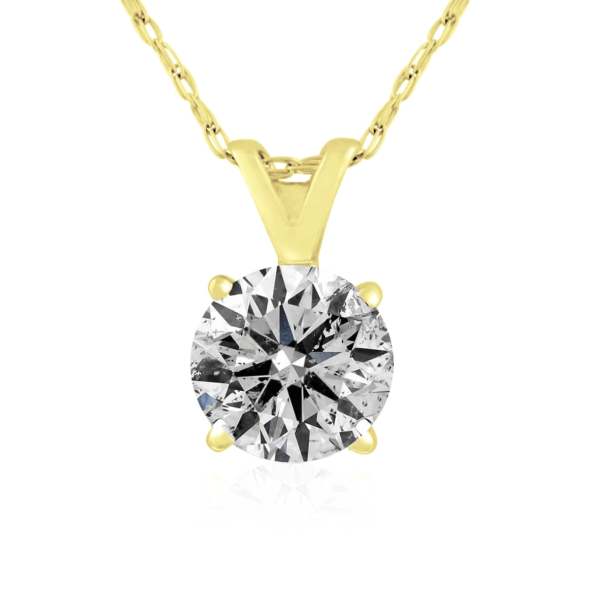 SuperJeweler 1 Carat Diamond Solitaire Necklace in 14 Karat Yellow Gold for Women