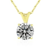 SuperJeweler 1 Carat Diamond Solitaire Necklace in 14 Karat Yellow Gold for Women