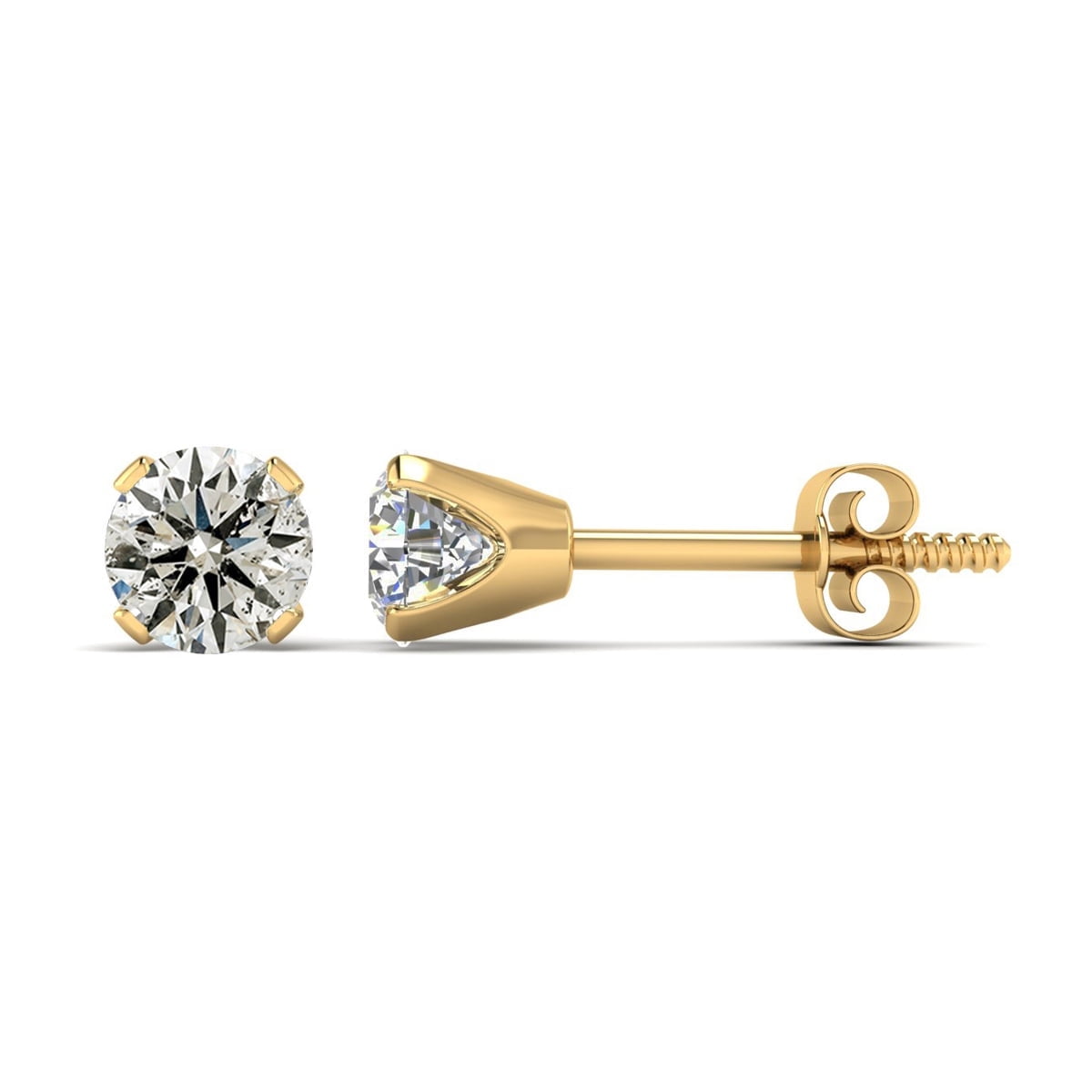 SuperJeweler 1 Carat Diamond Stud Earrings In 14 Karat Yellow Gold For Women