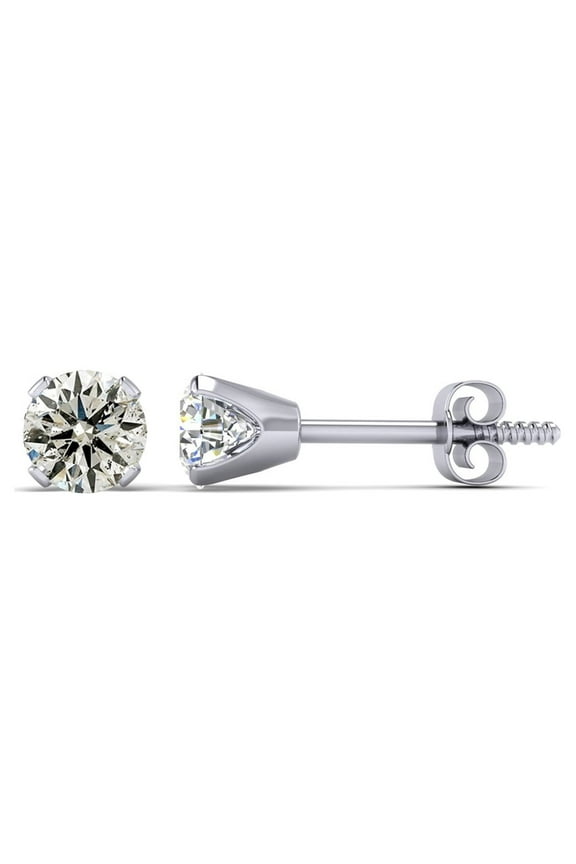 1 Carat Diamond Stud Earrings in 14 Karat White Gold for Women