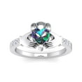 thumbnail image 1 of SuperJeweler 1 Carat Heart Shape Mystic Topaz and Diamond Claddagh Ring In Sterling Silver For Women, 1 of 6