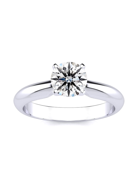 1 Carat Lab Grown Diamond Solitaire Ring In Sterling Silver For Women