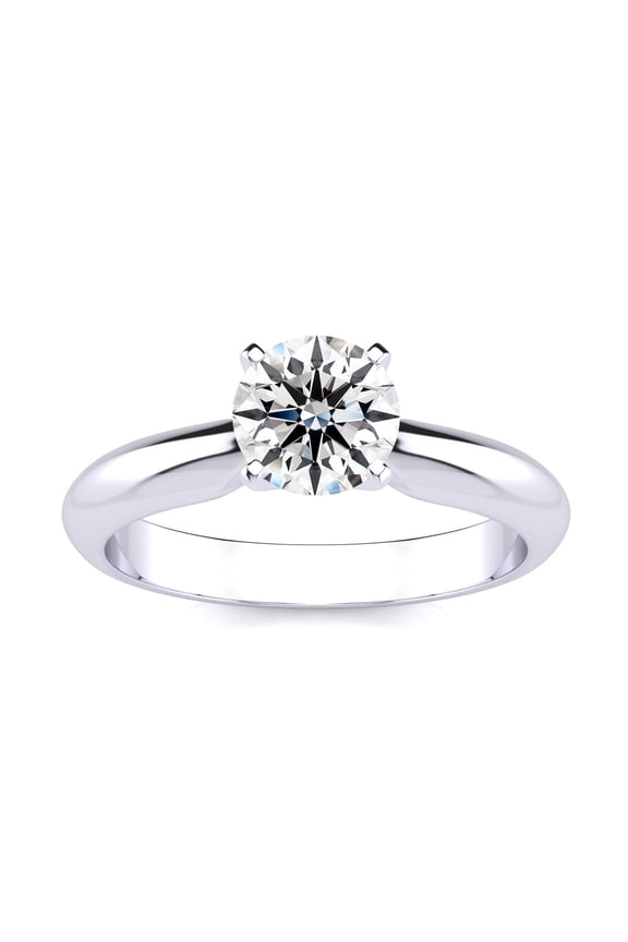 1 Carat Lab Grown Diamond Solitaire Ring In Sterling Silver For Women