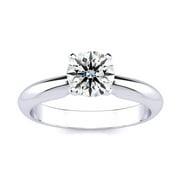 SUPERJEWELER 1 Carat Lab Grown Diamond Solitaire Ring In Sterling Silver For Women