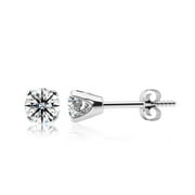 SUPERJEWELER 1 Carat Lab Grown Diamond Stud Earrings for Women in 14K White Gold