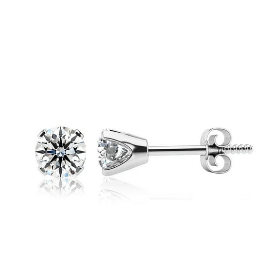 SuperJeweler 1 Carat Lab Grown Diamond Stud Earrings for Women in 14K White Gold