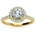 thumbnail image 1 of SuperJeweler 1 Carat Lab Grown Halo Diamond Engagement Ring In 14K Yellow Gold For Women, 1 of 5