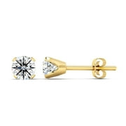 SUPERJEWELER 1 Carat Lab Grown Diamond Stud Earrings in Yellow Gold For Women
