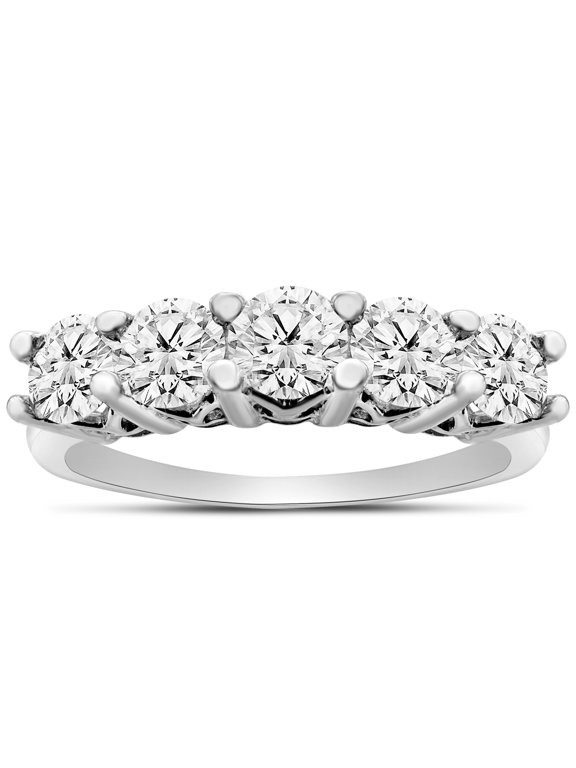 1 Carat Moissanite Five Stone Ring In Sterling Silver For Women