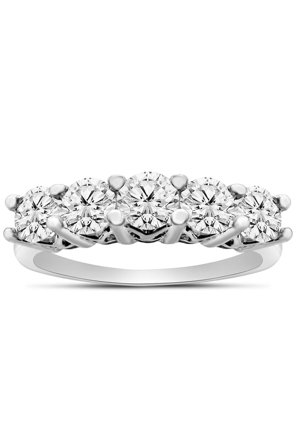1 Carat Moissanite Five Stone Ring In Sterling Silver For Women