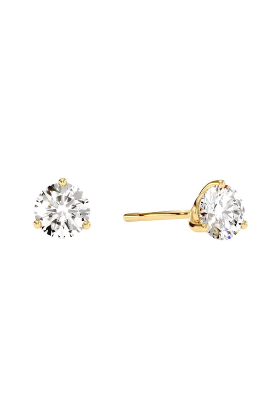 1 Carat Moissanite Martini Stud Earrings in 14K Yellow Gold for Women