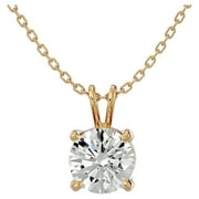 SUPERJEWELER 1 Carat Moissanite Necklace 14K Yellow Gold for Female