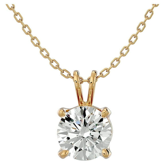 SuperJeweler 1 Carat Moissanite Necklace 14K Yellow Gold for Female
