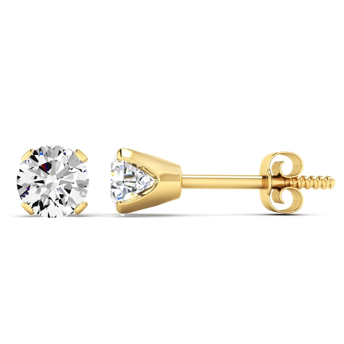 SuperJeweler 1 Carat Moissanite Screw Back Stud Earrings in 14K Yellow Gold for Women