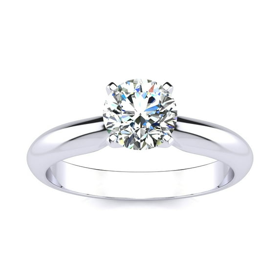SuperJeweler 1 Carat Moissanite Solitaire Engagement Ring in 14 Karat White Gold