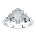 thumbnail image 1 of SuperJeweler 1 Carat Oval Shape Created Opal and Halo Diamond Ring In Sterling Silver For Women, 1 of 6