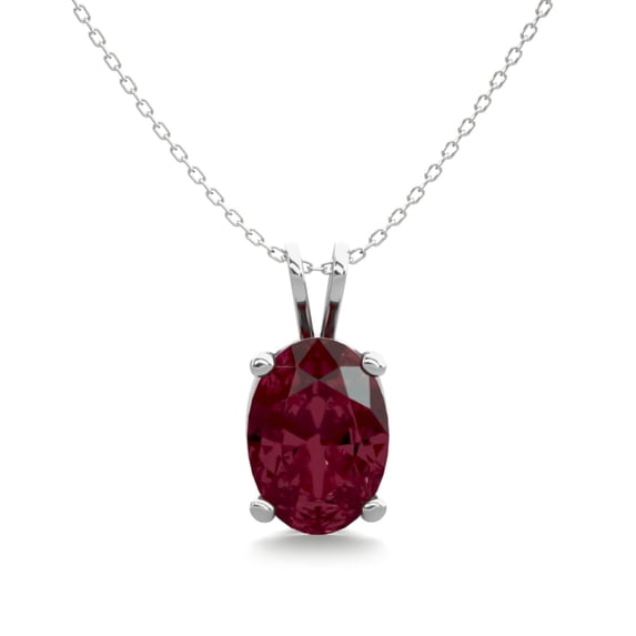 SuperJeweler 1 Carat Oval Shape Garnet Necklace In Sterling Silver, 18 Inches For Women