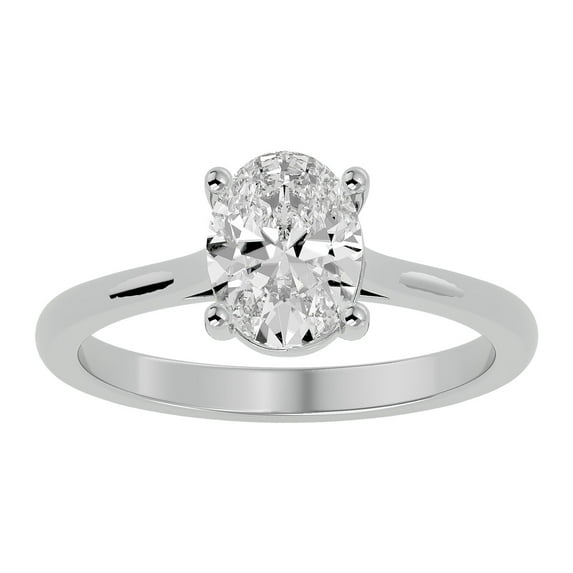 SuperJeweler 1 Carat Oval Shape Moissanite Solitaire Engagement Ring in 14 Karat White Gold