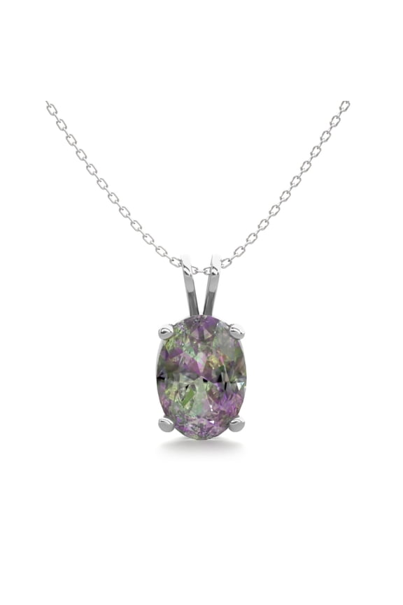 1 Carat Oval Shape Mystic Topaz Necklace in Sterling Silver, 18 inches for Women