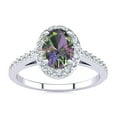 thumbnail image 1 of SuperJeweler 1 Carat Oval Shape Mystic Topaz and Halo Diamond Ring In Sterling Silver For Women, 1 of 6