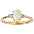 thumbnail image 1 of SuperJeweler 1 Carat Oval Shape Opal and Two Diamond Ring In 14 Karat Yellow Gold For Women, 1 of 6