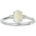 thumbnail image 1 of SuperJeweler 1 Carat Oval Shape Opal and Two Diamond Ring in 14 Karat White Gold for Women, 1 of 6