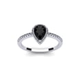thumbnail image 1 of SuperJeweler 1 Carat Pear Shape Black Onyx and Halo Diamond Ring In Sterling Silver For Women, 1 of 6