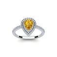 thumbnail image 1 of SuperJeweler 1 Carat Pear Shape Citrine and Double Halo Diamond Ring In Sterling Silver For Women, 1 of 6