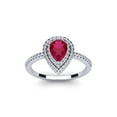 thumbnail image 1 of SuperJeweler 1 Carat Pear Shape Created Ruby and Double Halo Diamond Ring In Sterling Silver For Women, 1 of 6
